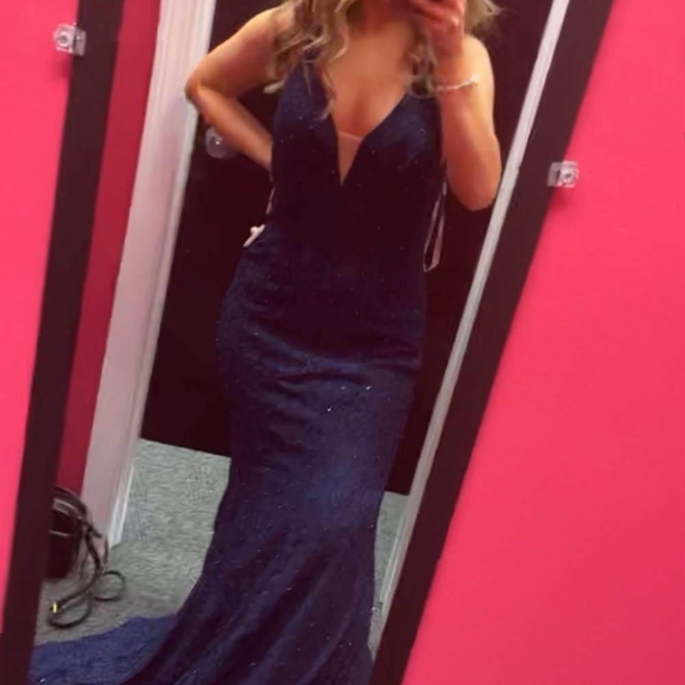 Deep V Halter Prom Gown (Flair Prom)